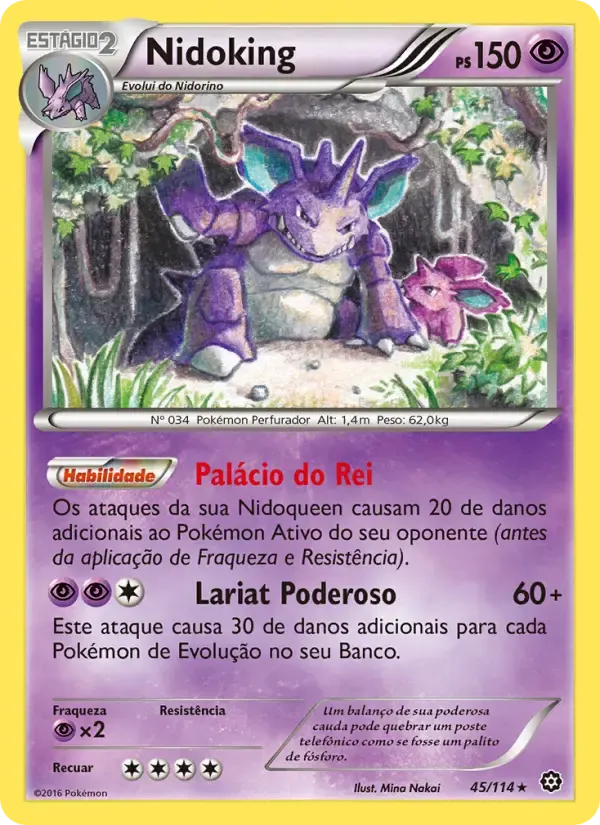Nidoking — Cerco de Vapor 45 Portuguese Pokémon card