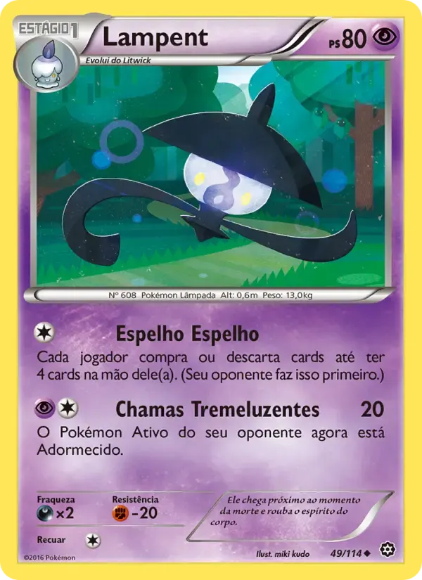 Lampent — Cerco de Vapor 49 Portuguese Pokémon card