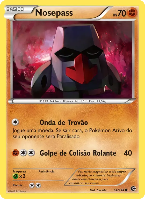 Nosepass — Cerco de Vapor 54 Portuguese Pokémon card