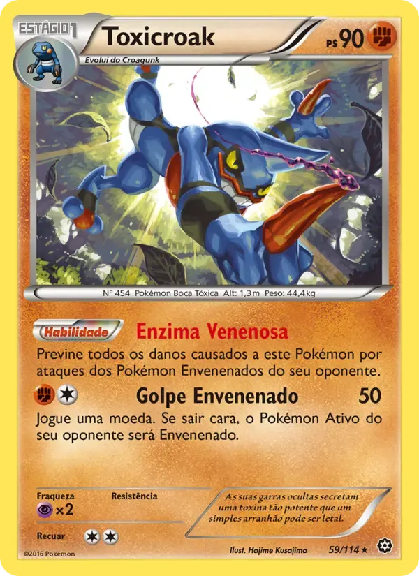 Toxicroak — Cerco de Vapor 59 Portuguese Pokémon card