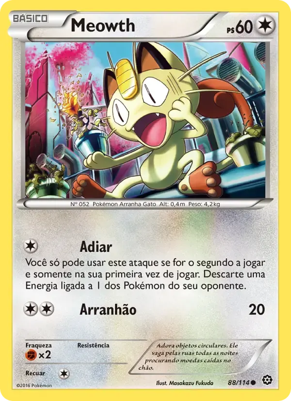 Meowth — Cerco de Vapor 88 Portuguese Pokémon card