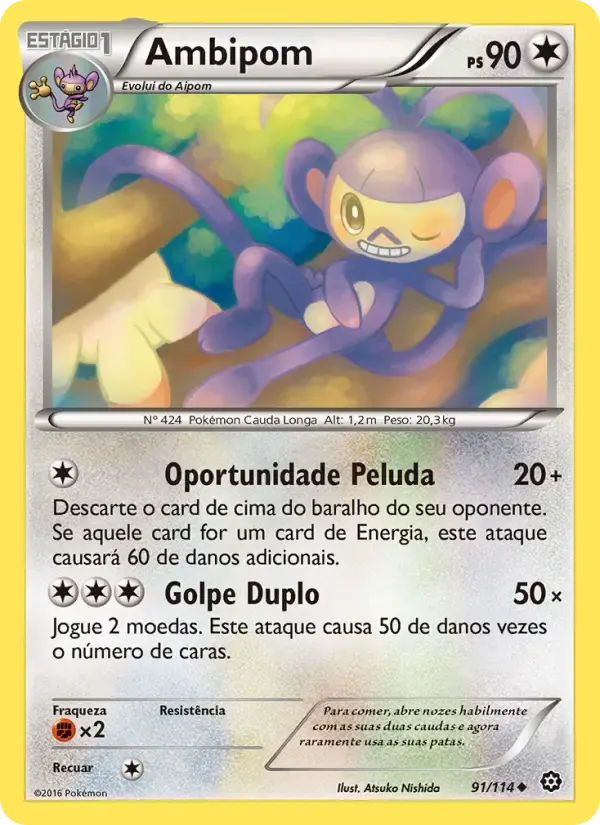 Ambipom — Cerco de Vapor 91 Portuguese Pokémon card