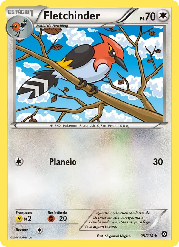 Fletchinder — Cerco de Vapor 95 Portuguese Pokémon card