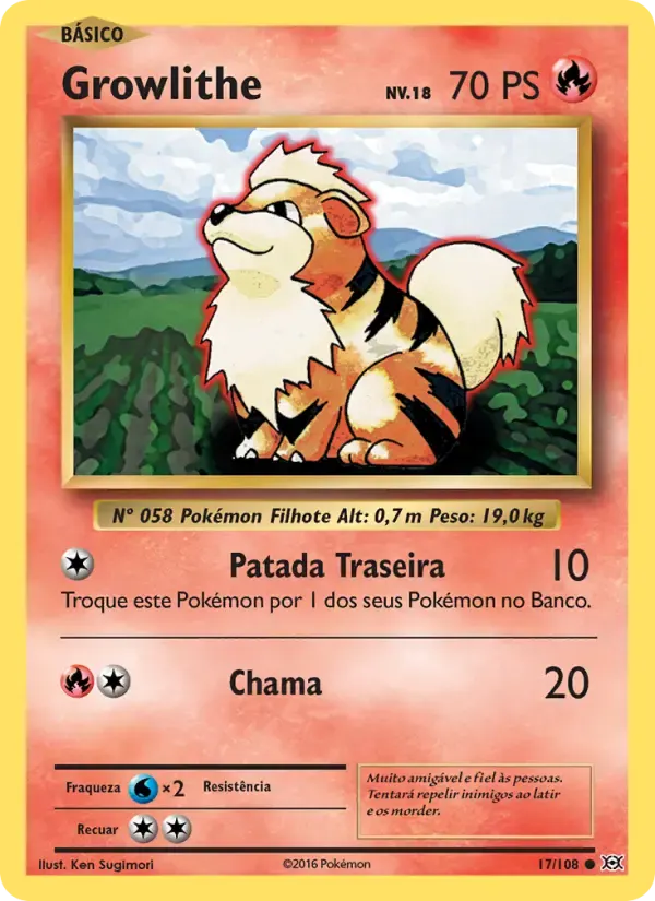 Growlithe — Evoluções 17 Portuguese Pokémon card