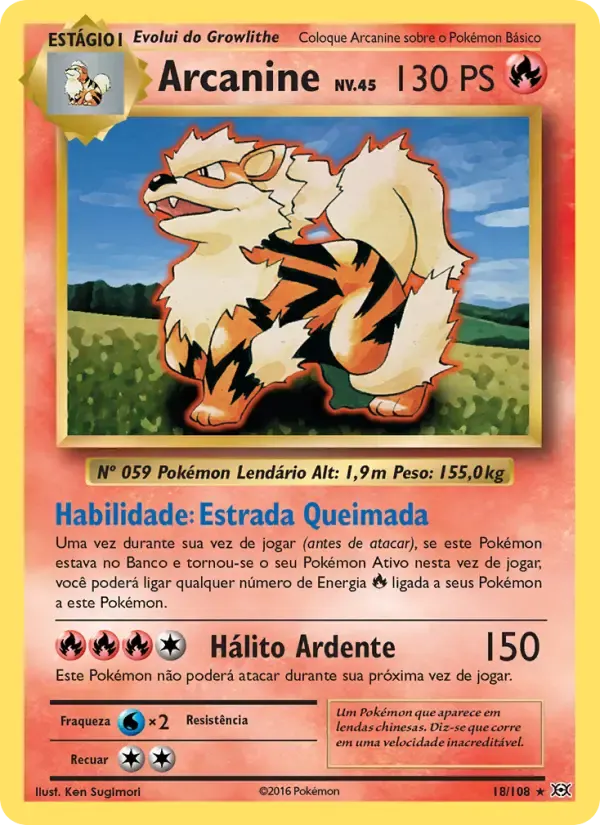 Arcanine — Evoluções 18 Portuguese Pokémon card