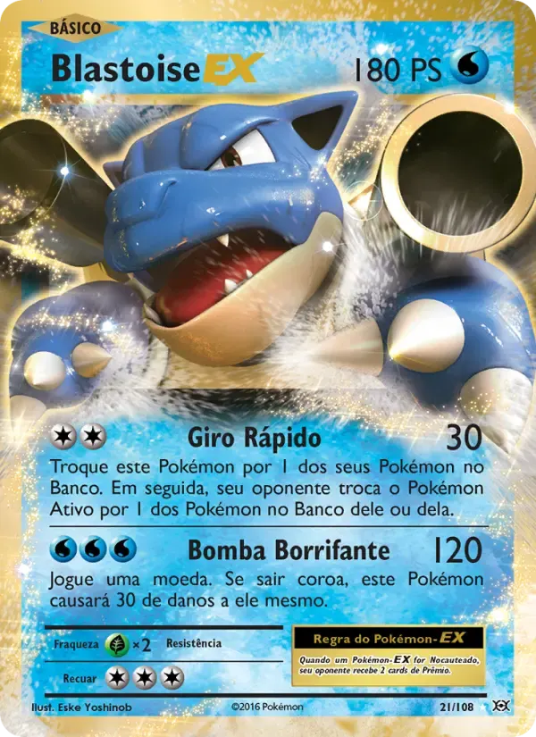 Blastoise EX — Evoluções 21 Portuguese Pokémon card