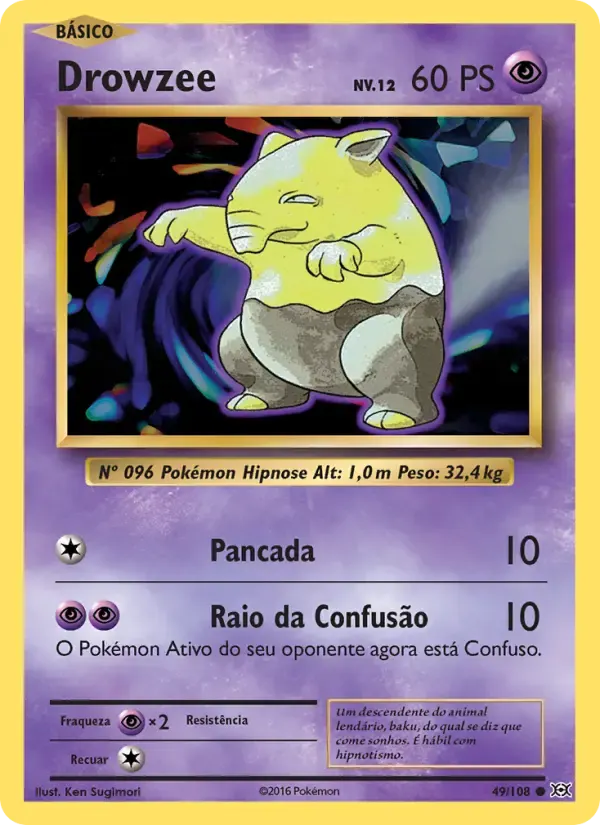 Drowzee — Evoluções 49 Portuguese Pokémon card