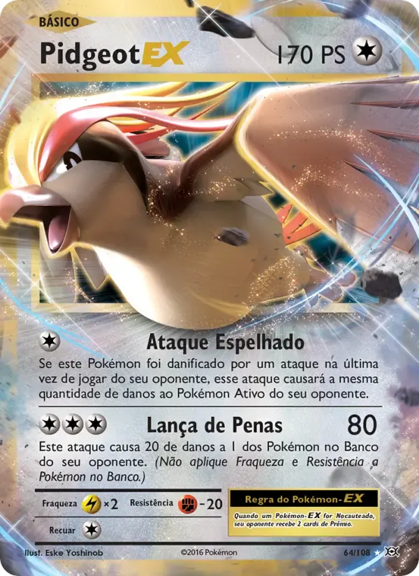 Pidgeot EX — Evoluções 64 Portuguese Pokémon card