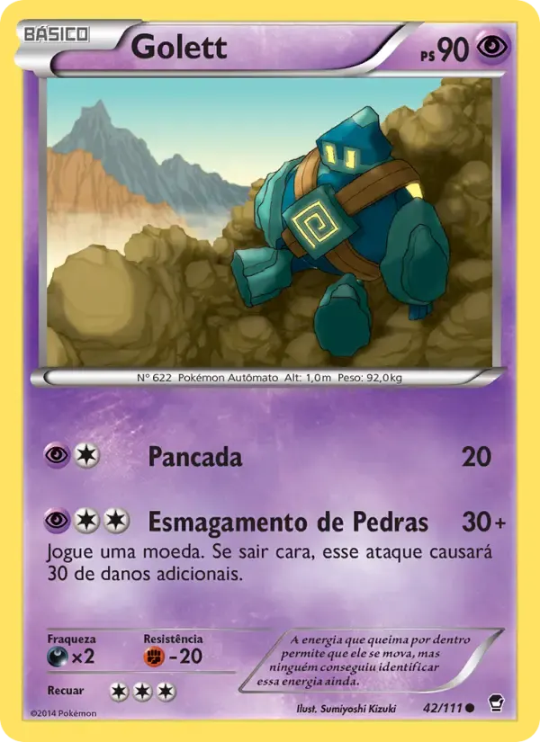 Golett — Punhos Furiosos 42 Portuguese Pokémon card