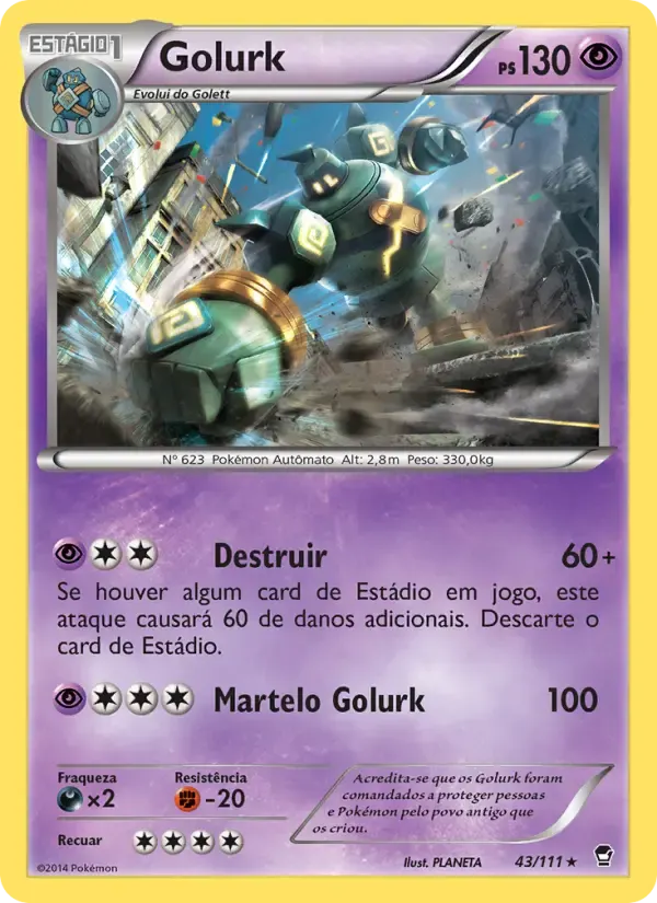 Golurk — Punhos Furiosos 43 Portuguese Pokémon card