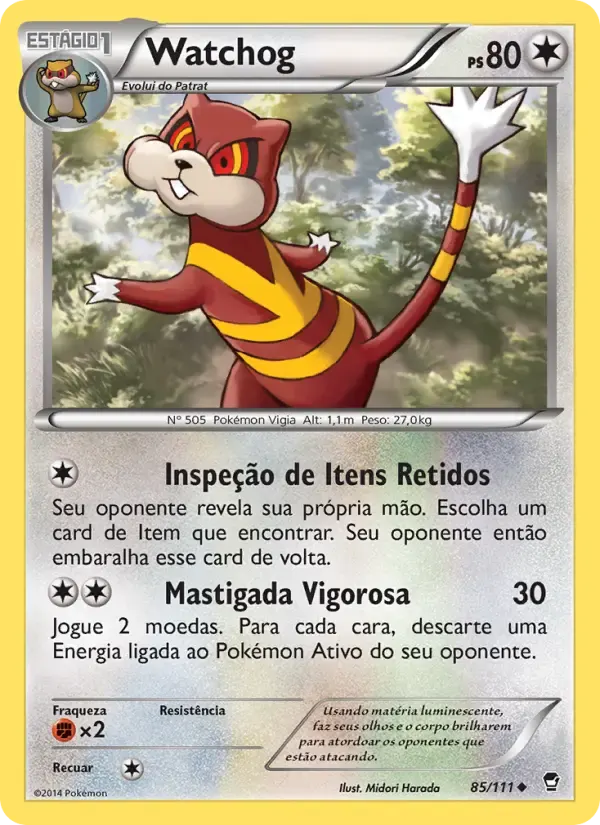 Watchog — Punhos Furiosos 85 Portuguese Pokémon card