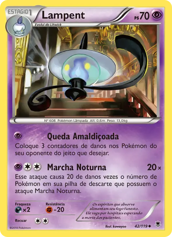 Lampent — Força Fantasma 42 Portuguese Pokémon card