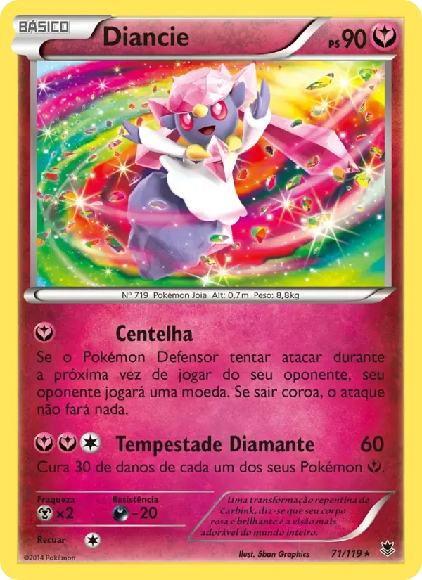 Diancie — Força Fantasma 71 Portuguese Pokémon card