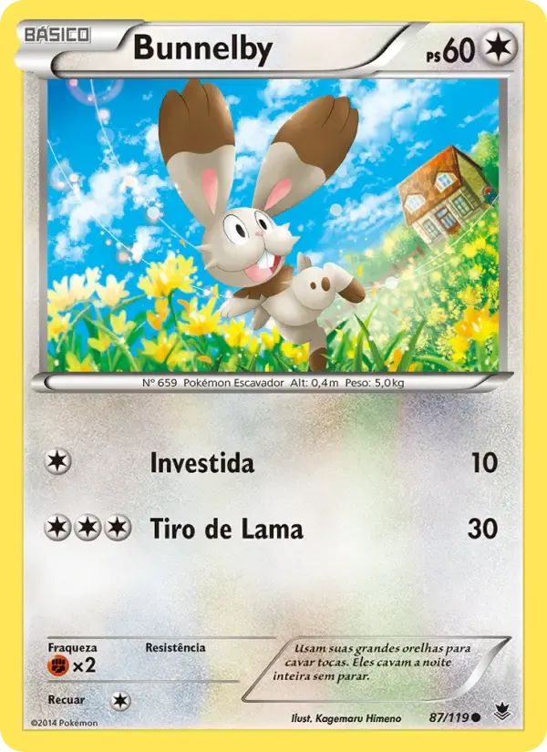 Bunnelby — Força Fantasma 87 Portuguese Pokémon card