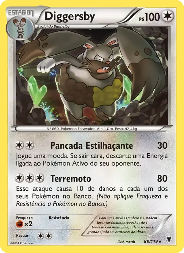 Diggersby — Força Fantasma 88 Portuguese Pokémon card