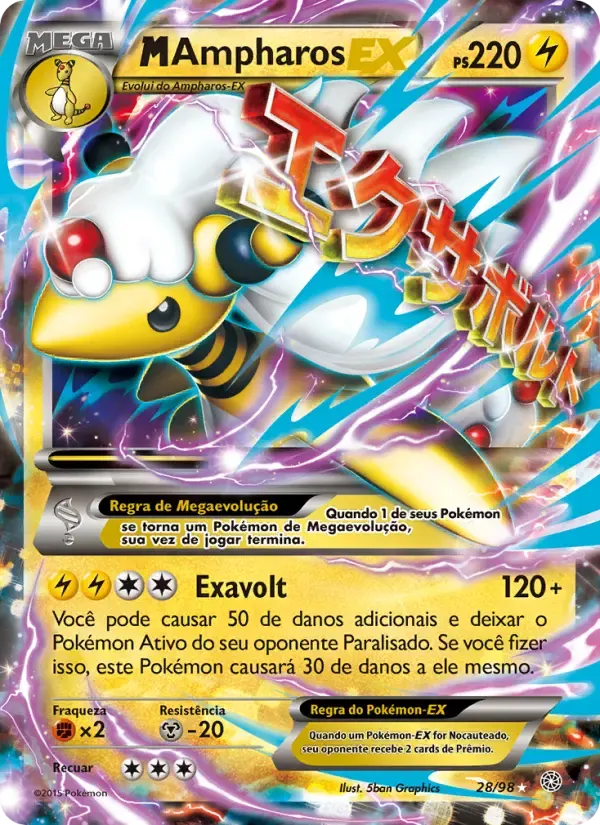 M-Ampharos EX — Origens Ancestrais 28 Portuguese Pokémon card