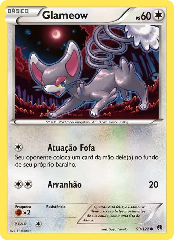 Glameow — Turbo Colisão 93 Portuguese Pokémon card