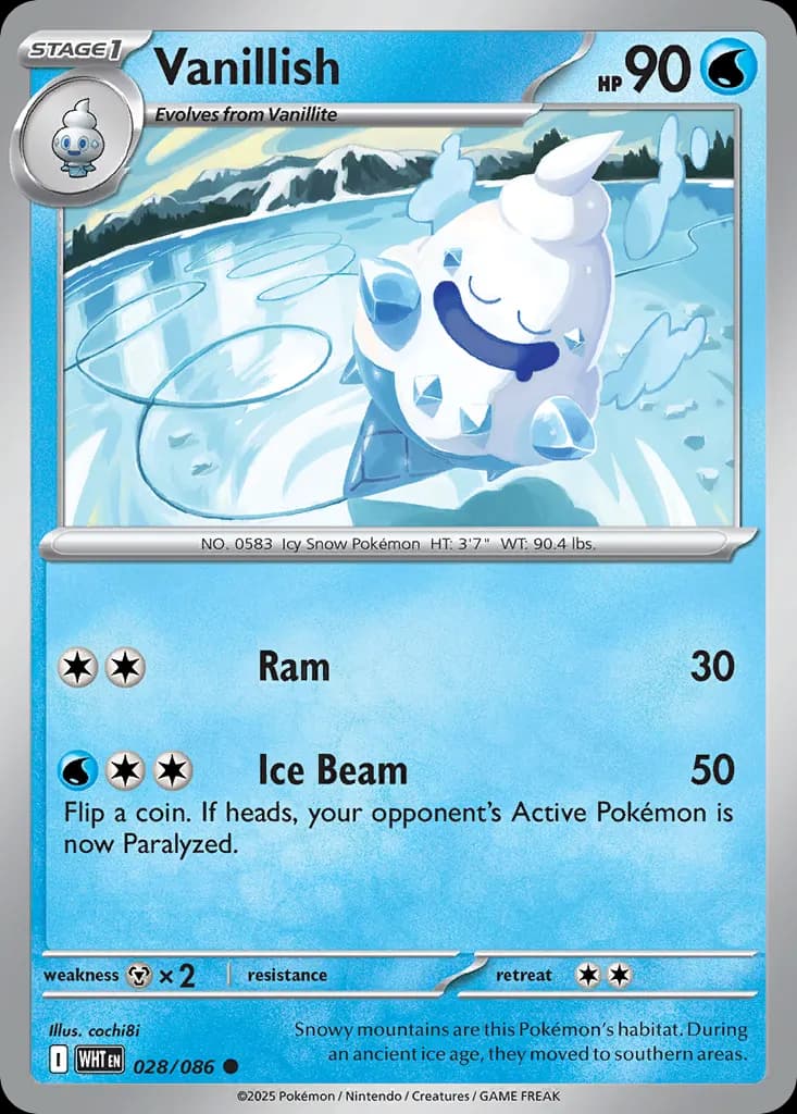 Vanillish — White Flare 28 Pokémon card