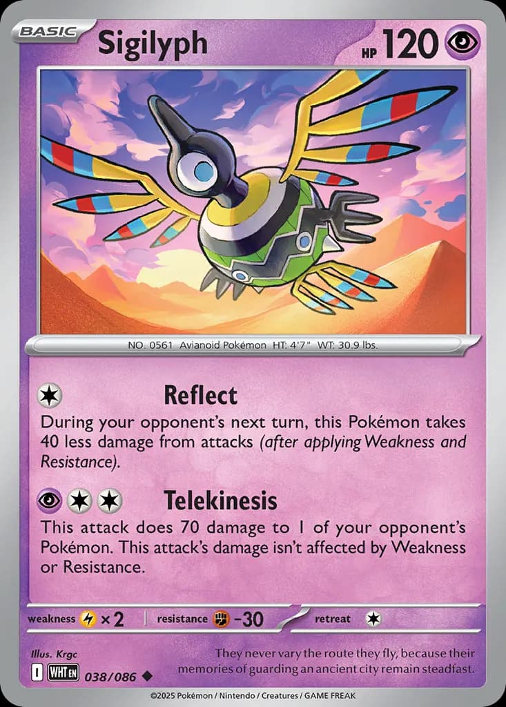 Sigilyph — White Flare 38 Pokémon card