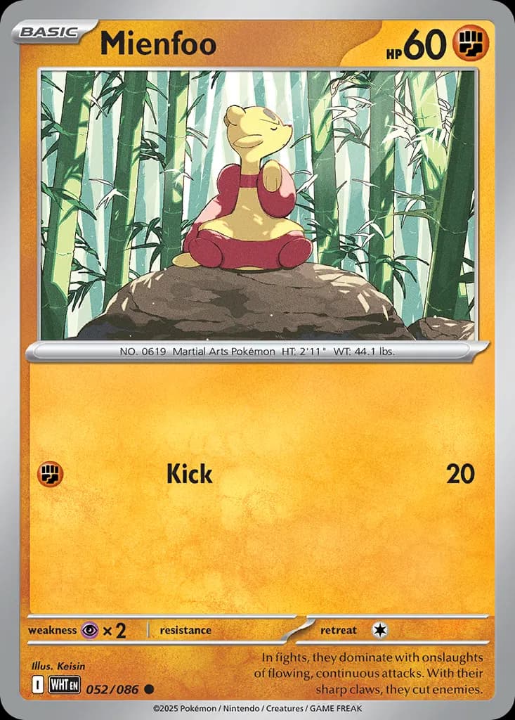 Mienfoo — White Flare 52 Pokémon card