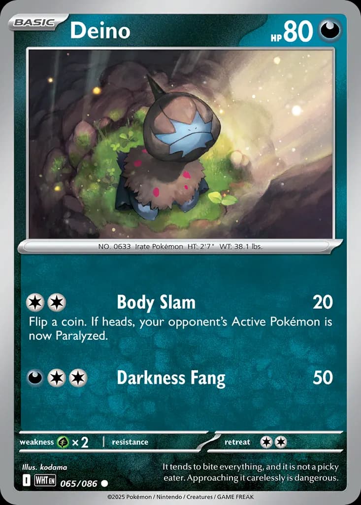 Deino — White Flare 65 Pokémon card
