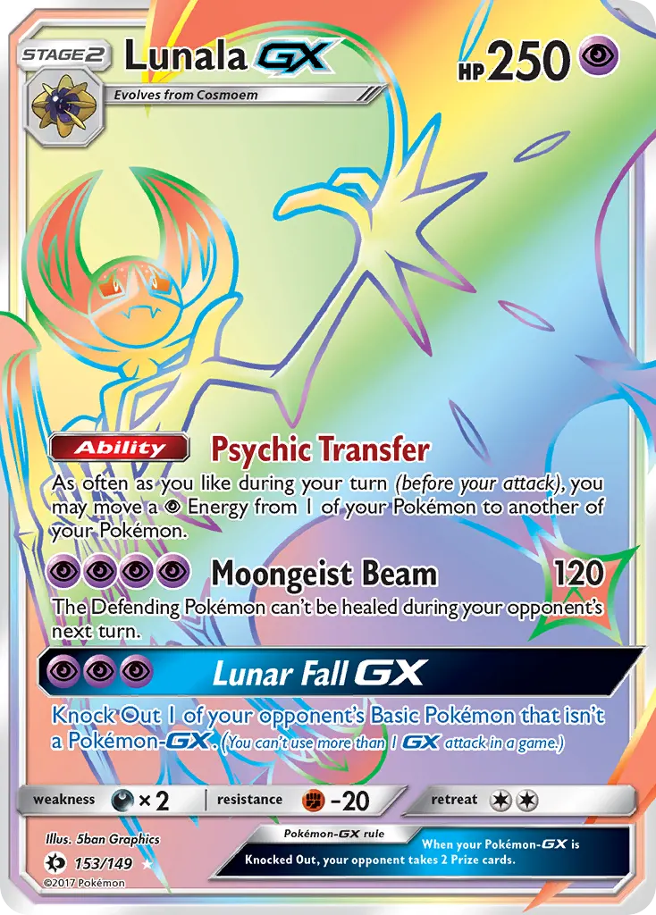 Lunala-GX — Sun & Moon 153 Pokémon card