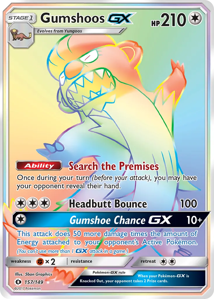 Gumshoos-GX — Sun & Moon 157 Pokémon card
