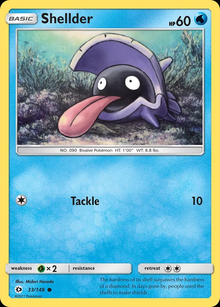 Shellder — Sun & Moon 33 Pokémon card