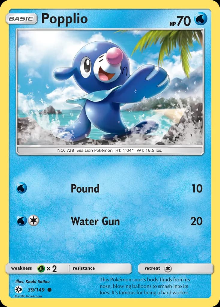 Popplio — Sun & Moon 39 Pokémon card