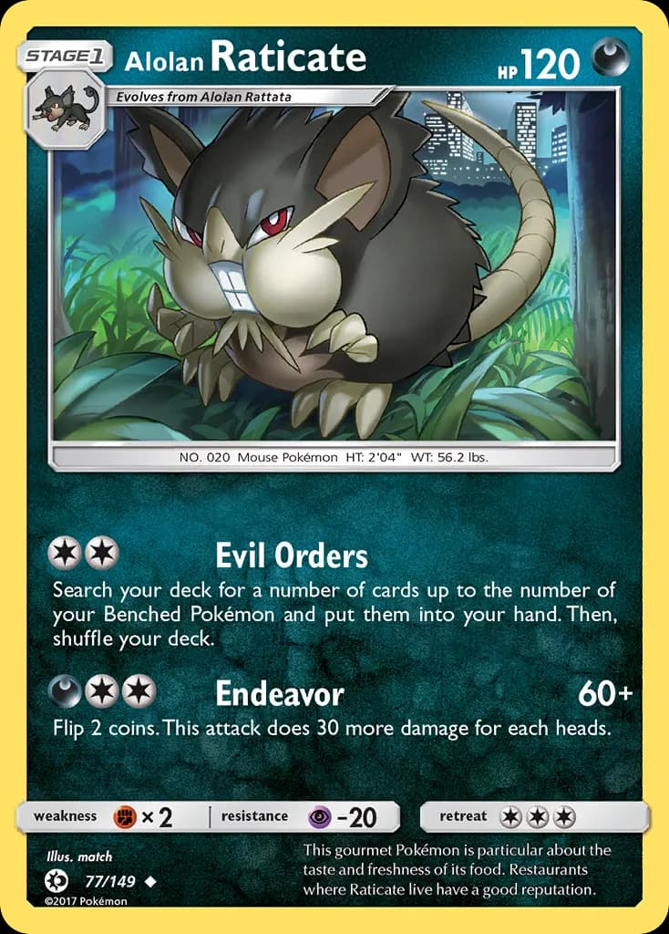 Alolan Raticate — Sun & Moon 77 Pokémon card