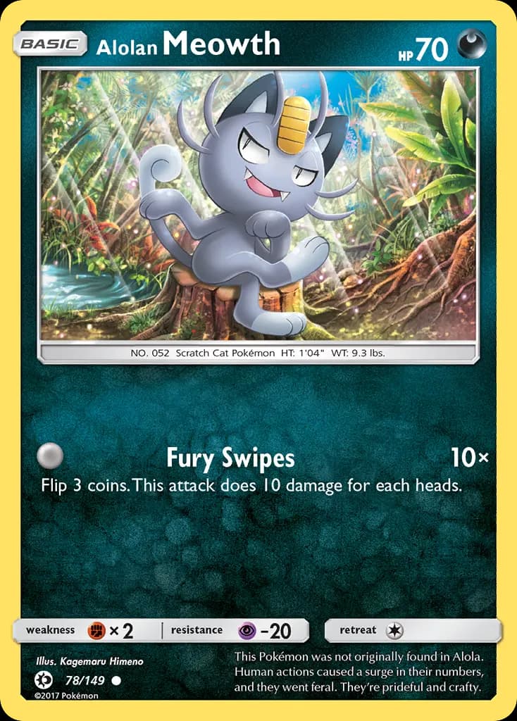 Alolan Meowth — Sun & Moon 78 Pokémon card
