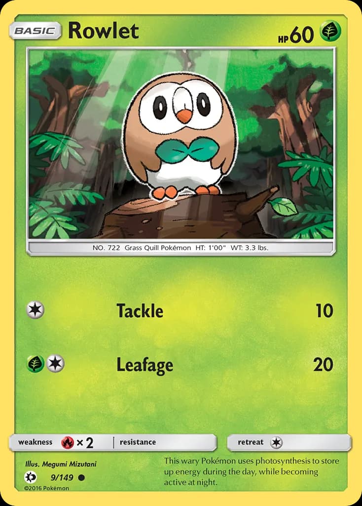 Rowlet — Sun & Moon 9 Pokémon card
