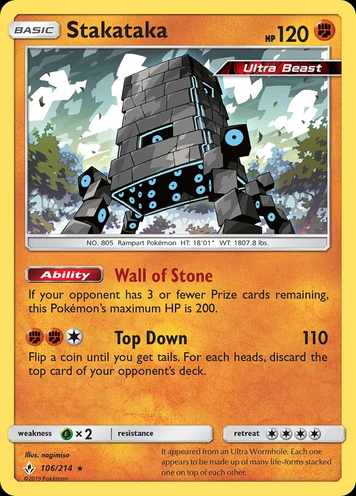 Stakataka — Unbroken Bonds 106 Pokémon card