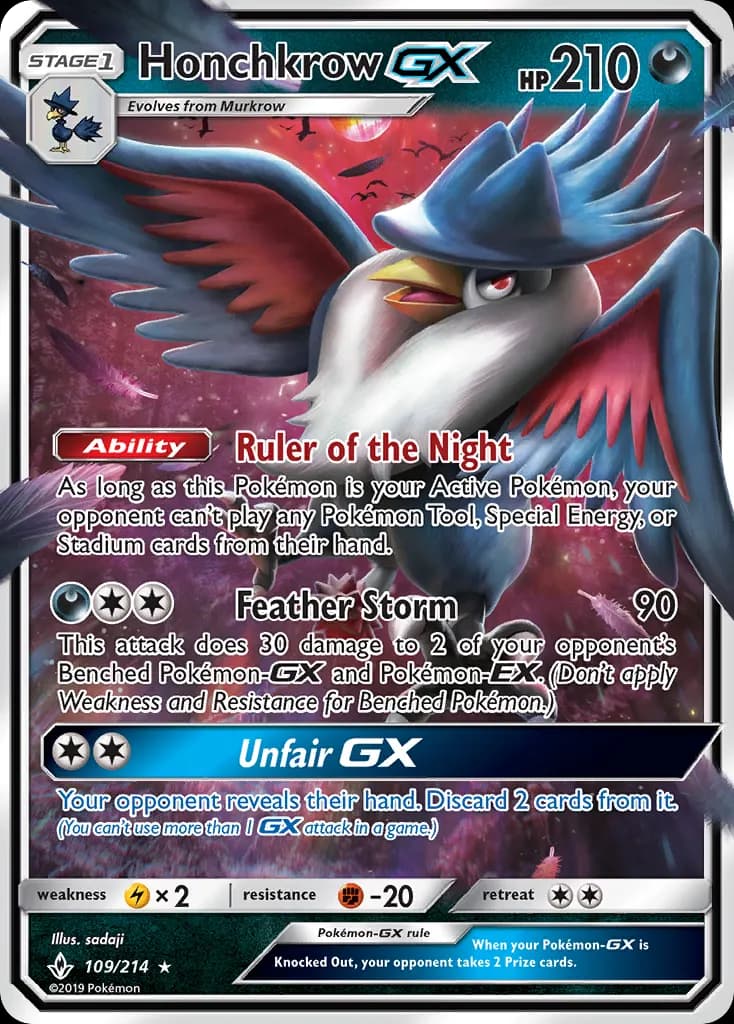 Honchkrow-GX — Unbroken Bonds 109 Pokémon card