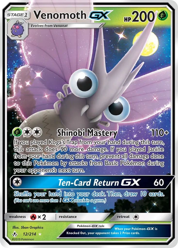 Venomoth-GX — Unbroken Bonds 12 Pokémon card