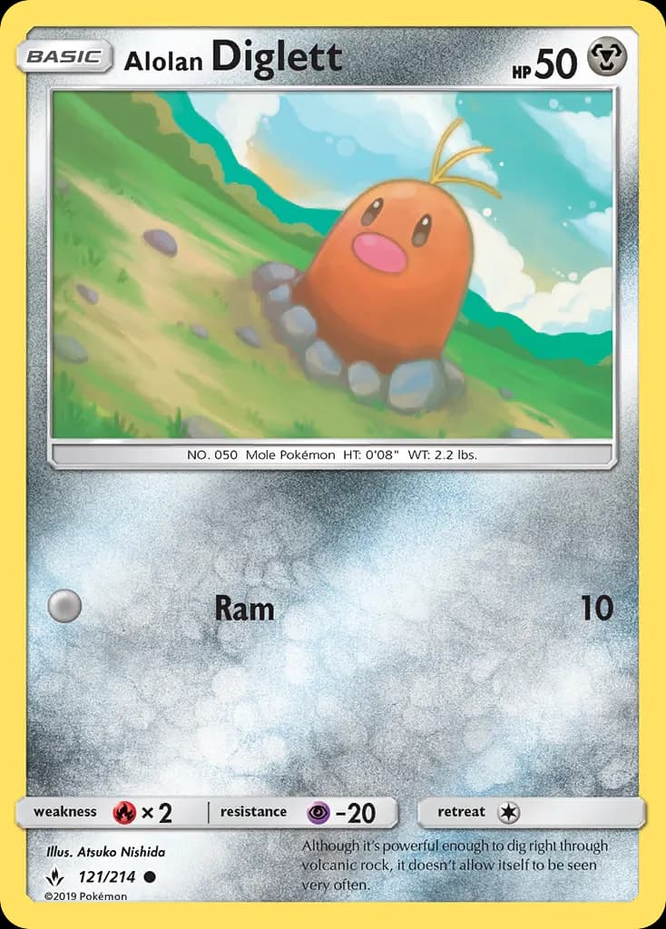 Alolan Diglett — Unbroken Bonds 121 Pokémon card