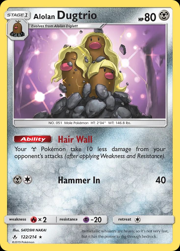 Alolan Dugtrio — Unbroken Bonds 122 Pokémon card