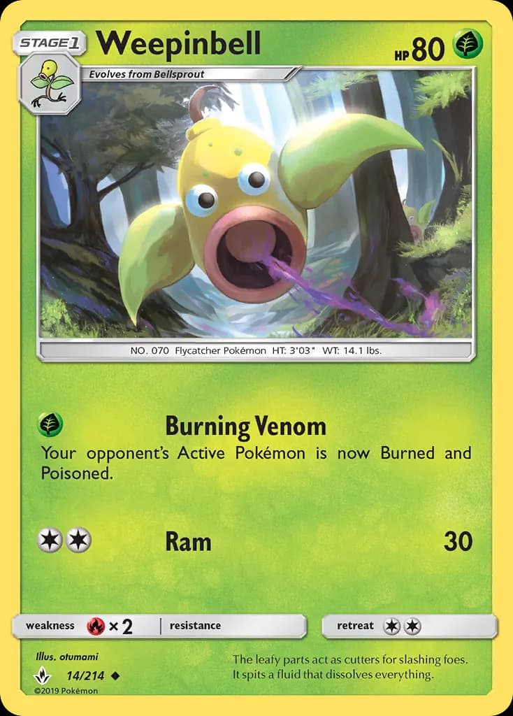 Weepinbell — Unbroken Bonds 14 Pokémon card