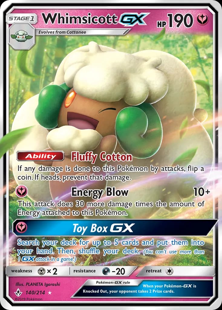 Whimsicott-GX — Unbroken Bonds 140 Pokémon card