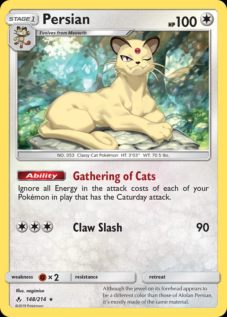 Persian — Unbroken Bonds 148 Pokémon card