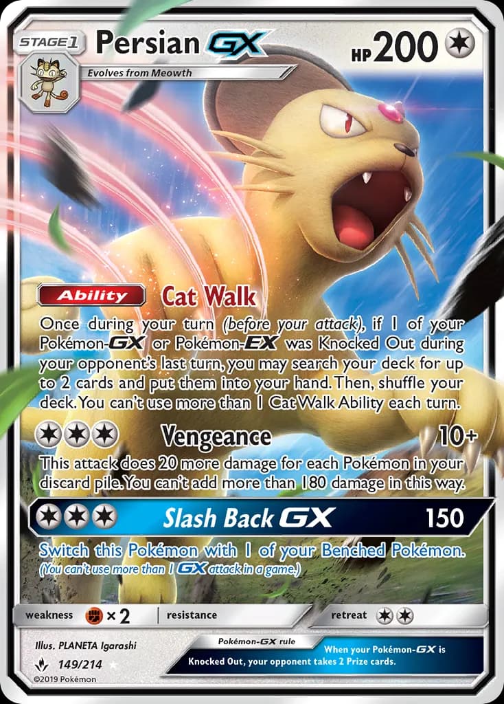 Persian-GX — Unbroken Bonds 149 Pokémon card