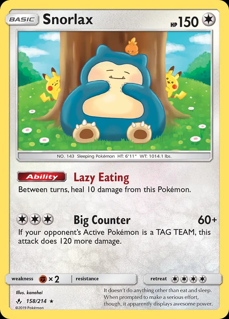 Snorlax — Unbroken Bonds 158 Pokémon card