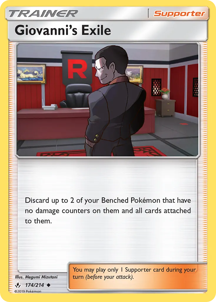 Giovanni's Exile — Unbroken Bonds 174 Pokémon card