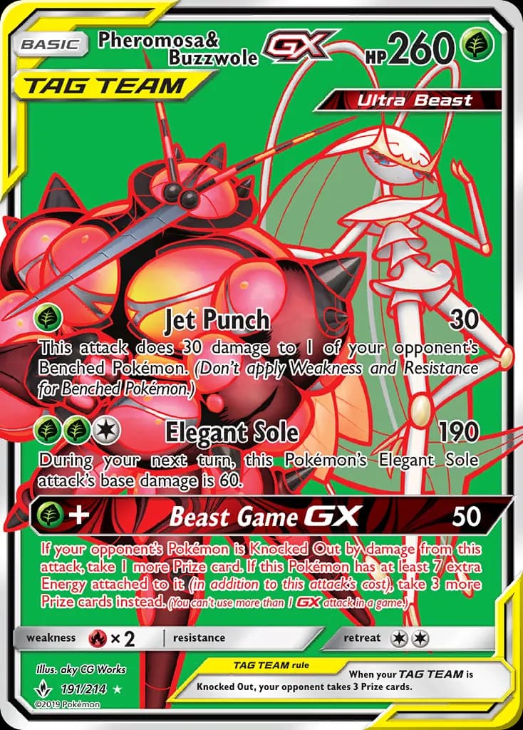 Pheromosa & Buzzwole-GX — Unbroken Bonds 191 Pokémon card