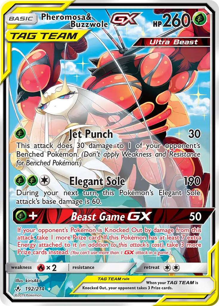 Pheromosa & Buzzwole-GX — Unbroken Bonds 192 Pokémon card
