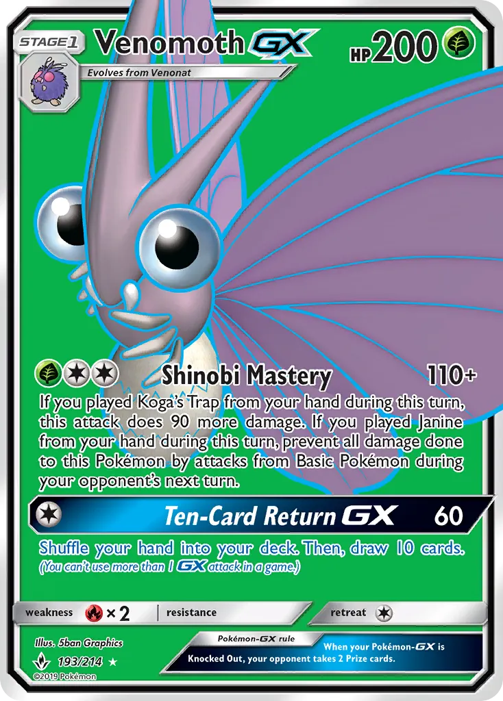 Venomoth-GX — Unbroken Bonds 193 Pokémon card