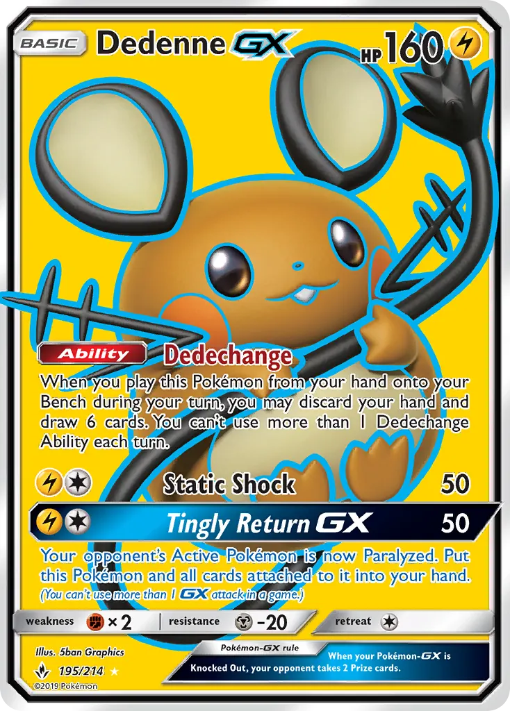 Dedenne-GX — Unbroken Bonds 195 Pokémon card