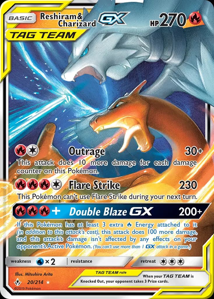 Reshiram & Charizard-GX — Unbroken Bonds 20 Pokémon card