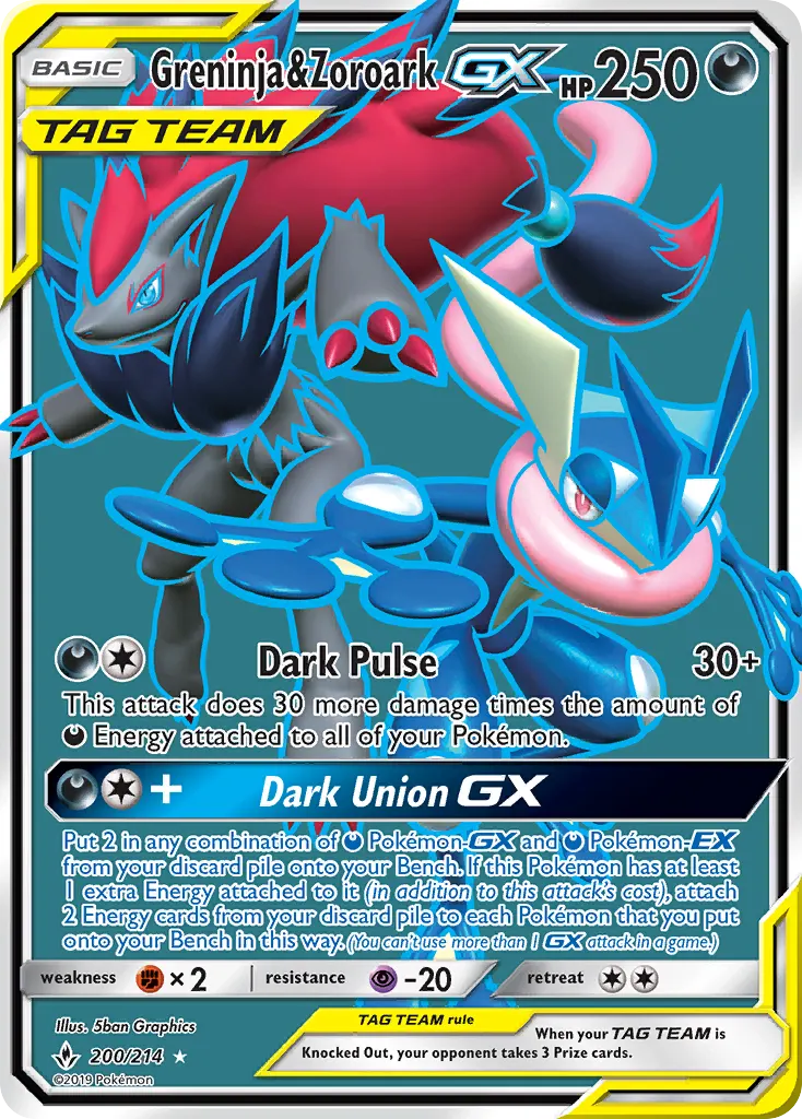 Greninja & Zoroark-GX — Unbroken Bonds 200 Pokémon card