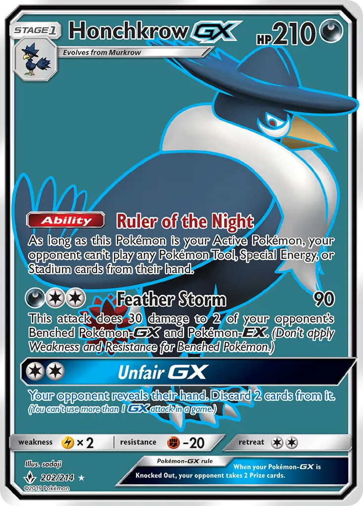 Honchkrow-GX — Unbroken Bonds 202 Pokémon card